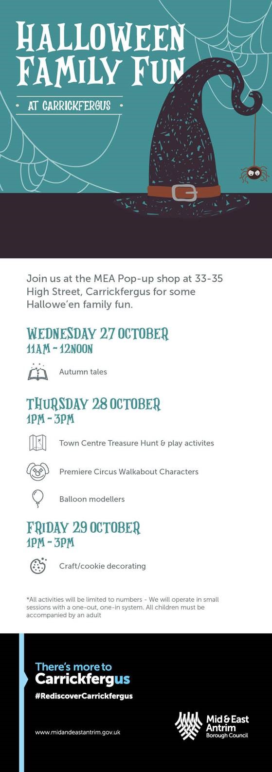 A leaflet with halloween events for the family